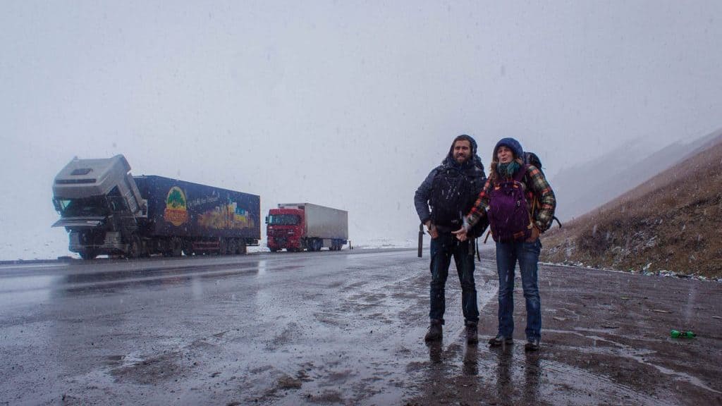Hitchhiking in the snow - - Hitchhiking in Kyrgyzstan - Journal of Nomads