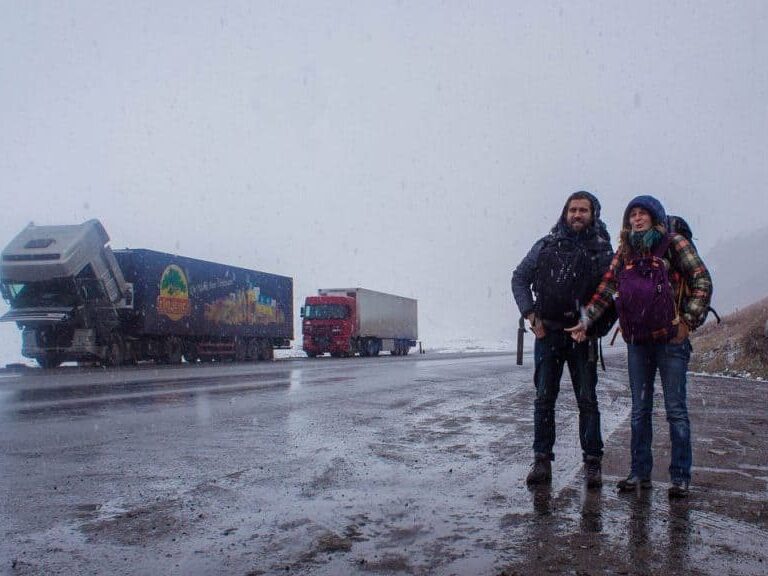 Hitchhiking in the snow - - Hitchhiking in Kyrgyzstan - Journal of Nomads