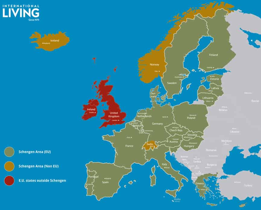 Map of Europe with Schengen countries - Journal of Nomads