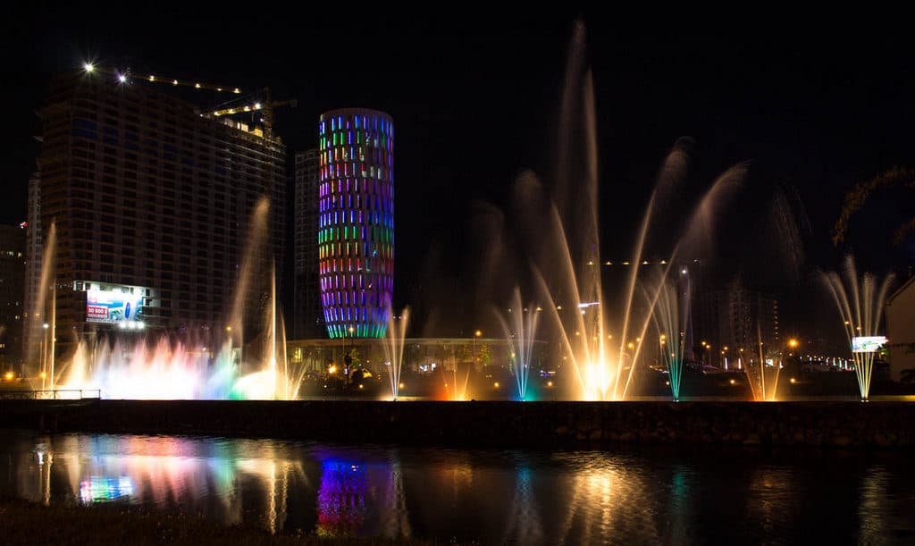 15 Amazing and Unique Places to Visit in Georgia 28 Batumi (Georgia) at night - weird architecture in Batumi - Journal of Nomads