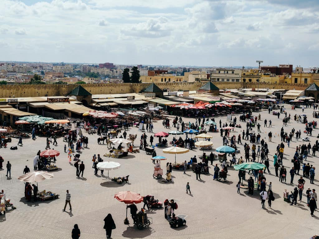 Morocco Itinerary 2026: 3 Best Routes for a Morocco trip Through Imperial Cities, Atlas Mountains & Sahara 39 place lahdim - al hadim square - Meknes Morocco - journal of nomads