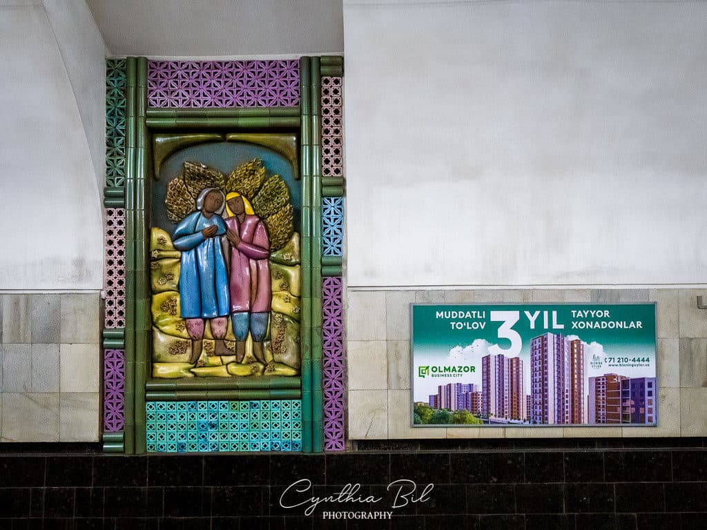 Metro Tashkent - The Complete Guide to the 13 Most Beautiful Tashkent Metro Stations 39 Ceramic murals Chilonzor metro station Tashkent - Journal of Nomads