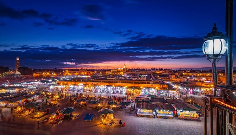 Jemaa el Fna square at night - food stands