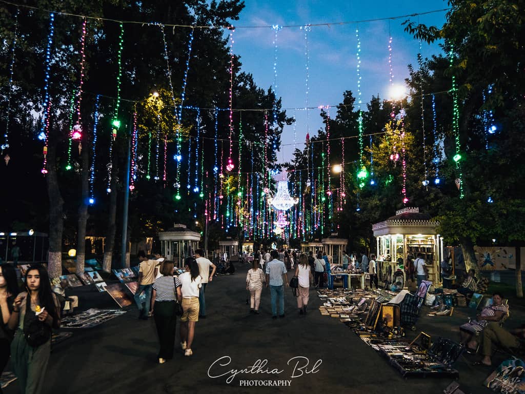 Tashkent at night Sailkogh Street Broadway Boulevard