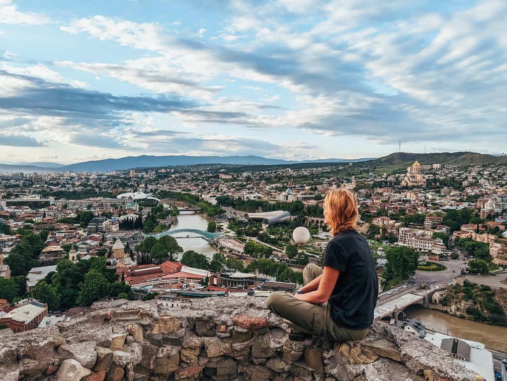 TBILISI, GEORGIA - Sep 24, 2019: A cluster of hotels near the old