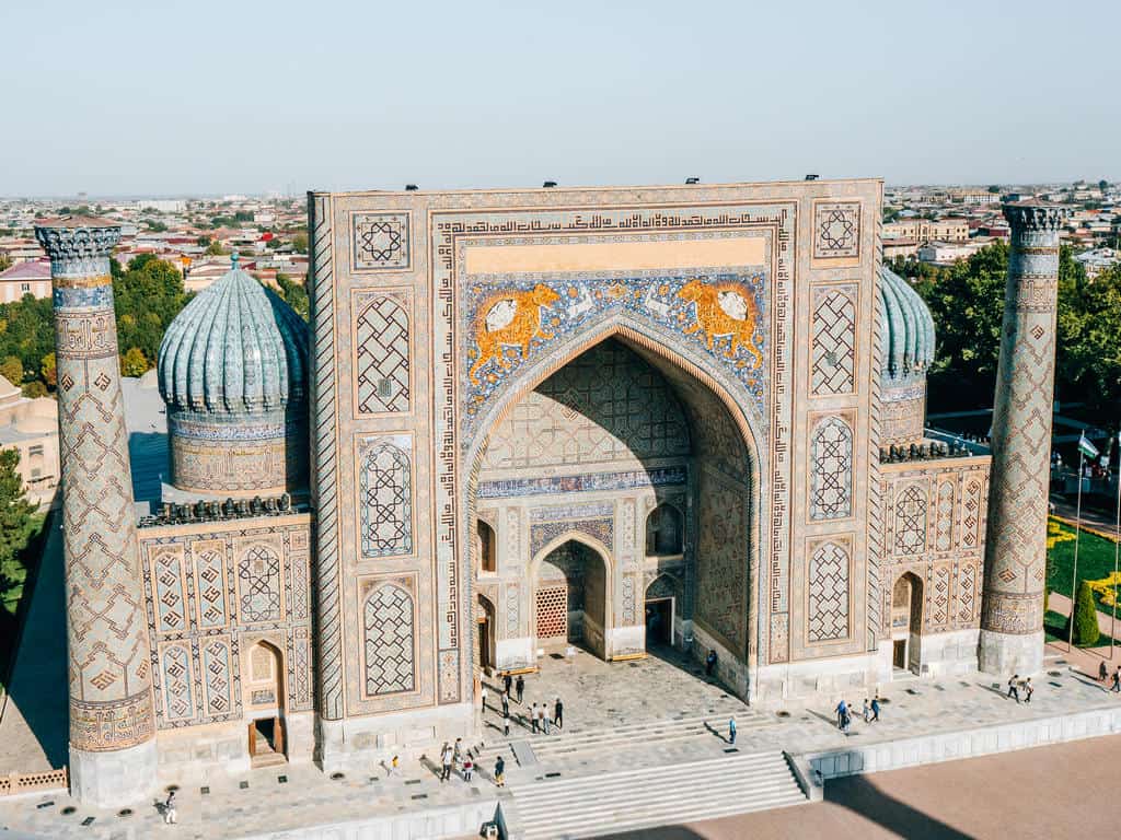 Climb the minaret at Registan - Top things to do in Samarkand Uzbekistan