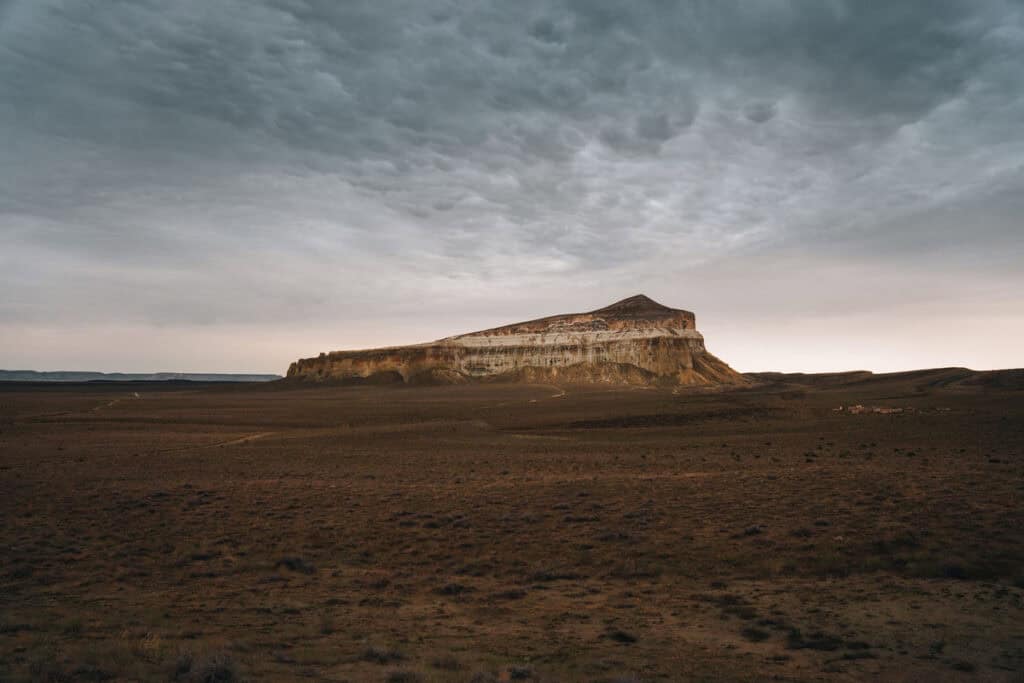Mangystau Kazakhstan: Complete Travel Guide (2026) to Bozzhyra, Torysh, Sherkala & More 15 Sherkala Mountain Mangystau Travel Guide - Mangystau itinerary - Mangystau Kazakhstan - Journal of Nomads